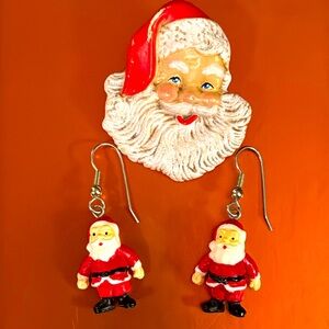 Santa Earrings and Brooch